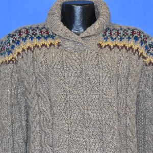80s Ralph Lauren Gray Shawl Neck Cable Knit Sweater Medium
