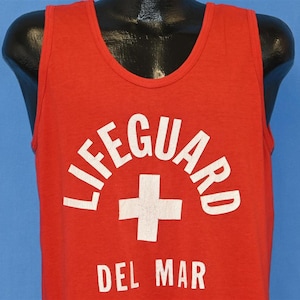 80s Del Mar California Lifeguard Cross Beach Tank Top t-shirt Large