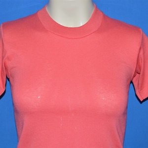 80s Coral Pink Deadstock Blank t-shirt Youth Medium // Minimalist Blank Basic