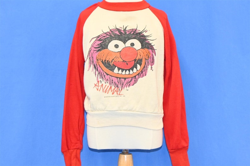 80s Muppets Animal Jim Henson Puppet Raglan Sweatshirt Youth Medium image 2