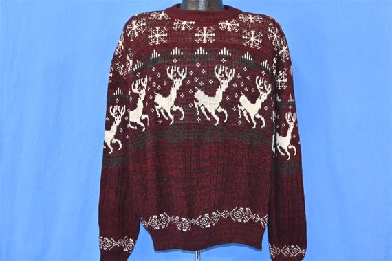 90s Reindeer Snowflake Christmas Ski Crewneck Pul… - image 2