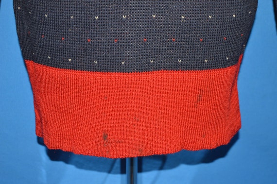 40s Bond Blue Red Snowflake Sweater Small - image 3