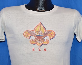 50s Boy Scouts of America BSA Eagle Insignia White Vintage t-shirt Small