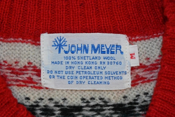 80s John Meyer Red Snowflake Wool Pullover Sweate… - image 3