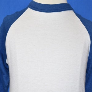 80s Blank White and Blue Raglan t-shirt Youth Small