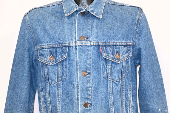 80s Levi's Type 3 Light Wash Denim Trucker Red Ta… - image 1