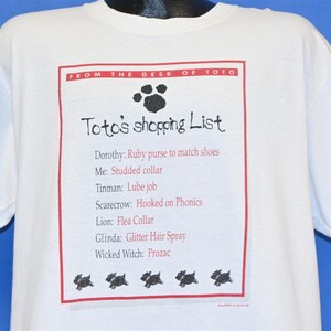 Y2K Toto&#39;s Shopping List Dorothy Oz Wizard t-shirt Extra Large