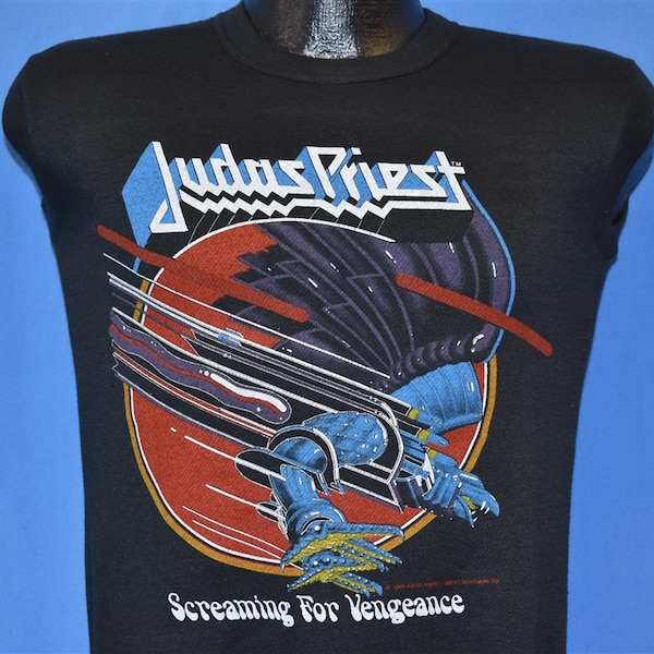 80s Judas Priest Screaming Vengeance '83 Tour Metal Sleeveless Sweatshirt Extra Small
