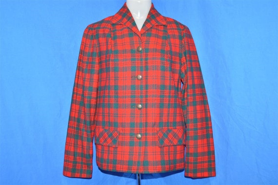 50s Women's Red Pendleton Wool Plaid Suit Jacket … - image 2