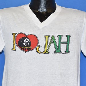 80s Bob Marley I Love Jah Heart People Jamaica Reggae Music Rasta t-shirt Medium