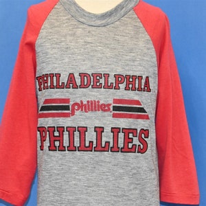 80s Philadelphia Phillies Baseball Team MLB Gray Raglan t-shirt Youth Medium