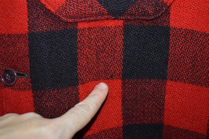 40s Red Checkered Wool Plaid Hunting Shirt Large Etsy