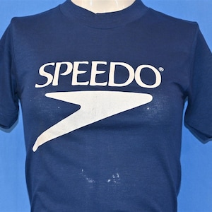 80s Speedo Logo Swimwear Sportswear Brand Navy Blue t-shirt Extra Small