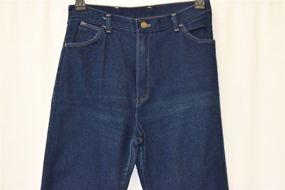 80s Wrangler Dark Denim Stretch Jeans Blue Pant S… - image 3