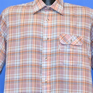 90s Levi&#39;s Red Orange Blue Plaid Button Down Shirt Large