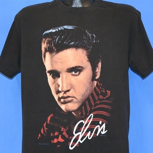 90s Elvis Presley King Of Rock N Roll Big Print Portrait t-shirt Large