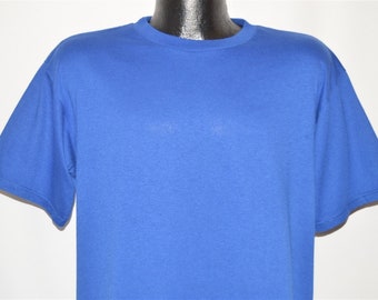 80er Jahre GMB Garan Blank Blue T-Shirt Groß