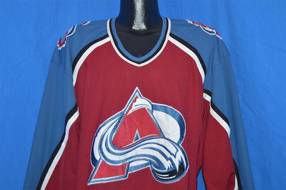 Vintage 90s Colorado Avalanche NHL Pro Player Embroidered Shirt Medium USA