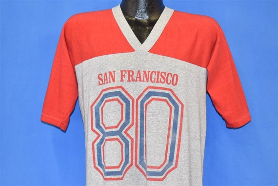 80s San Francisco Tourist #80 Gray Red Jersey t-sh