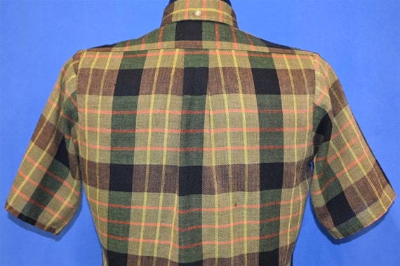 60s Penneys Towncraft Green Brown Plaid Button Do… - image 3