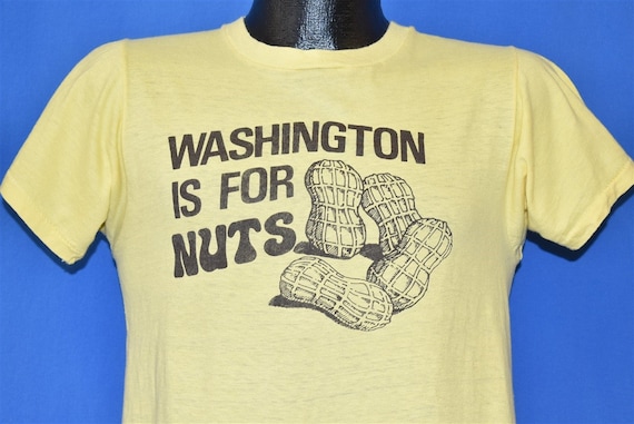 70s Washington is For Nuts Peanuts Funny Yellow t-