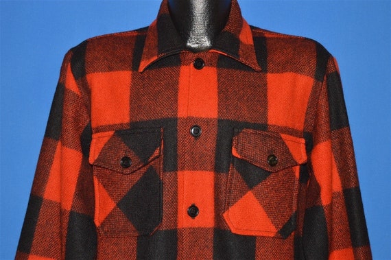 60s Checkered Button Up Wool shirt Large - image 1