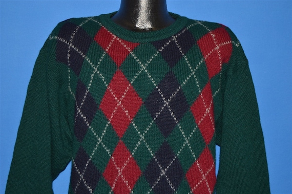 80s Burberrys Argyle Wool Sweater Small