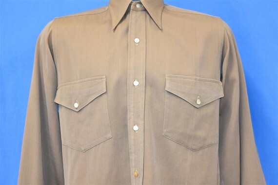 Buy 40s Rangeland Brown Solid Rayon Western Button Down Cowboy 