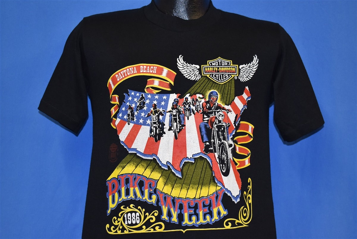 VTG 80s Bike Week '89 Daytona Beach FL Biker Shirt HD Motorcycle not 3D 70s 90s 