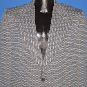 70er Jahre Sakko Vintage Anzugjacke blau weiß braun Polyester