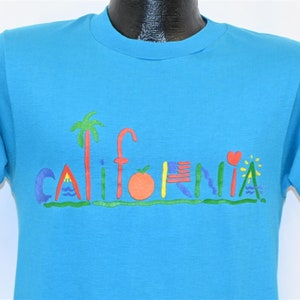 80s California Tree Sun Word Art Palm Flag t-shirt Small