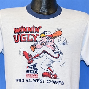 80s Chicago White Sox American League West Champions MLB Baseball Winnin Ugly Ringer t-shirt Medium