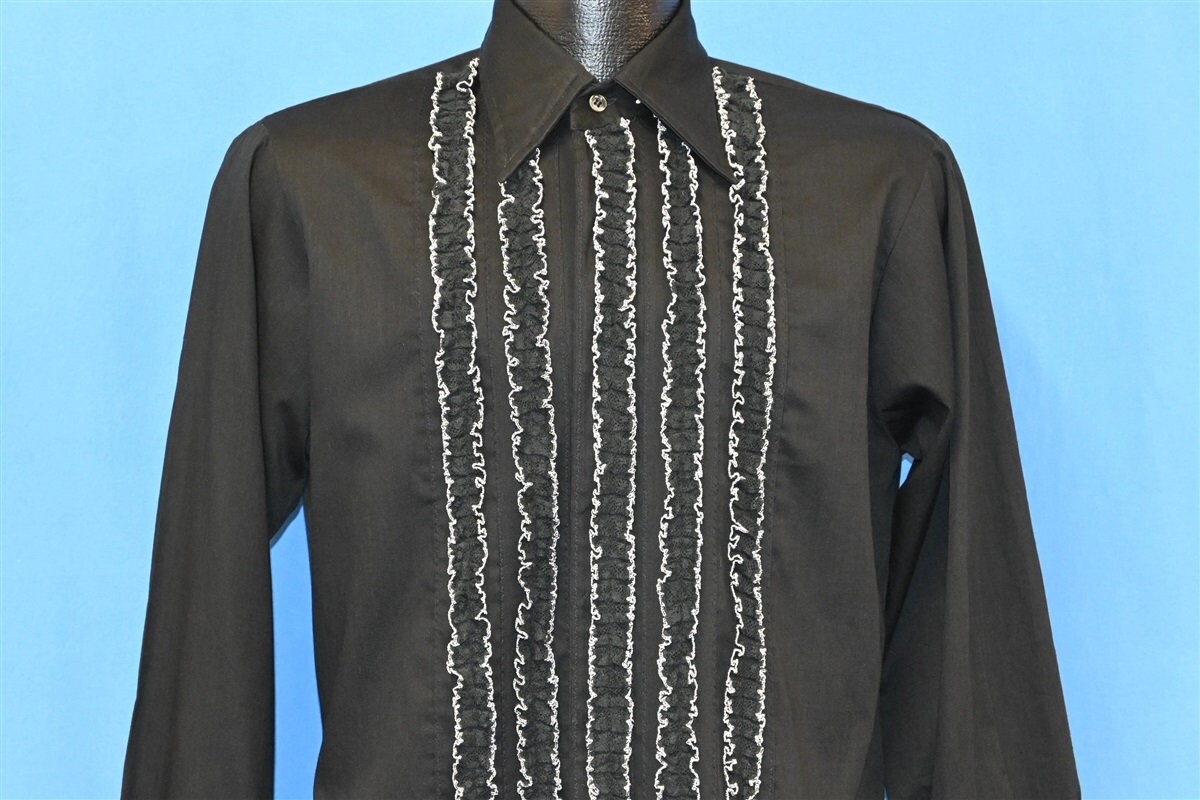 70s Ruffle Tuxedo Shirt Button up 