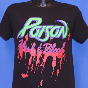 90s Poison Flesh & Blood World Tour Heavy Metal Band 1990-91 t-shirt Medium