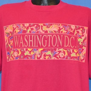 90s Washington DC US Capital City Paisley Pink Souvenir Tourist t-shirt Extra Large