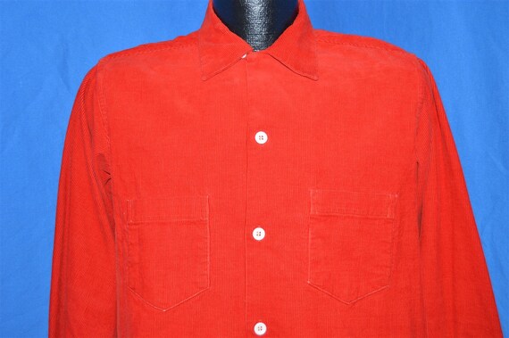 50s Pilgrim Red Corduroy Rockabilly Shirt Medium