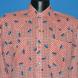 80er Jahre DC Brand Gingham Square Dancing Perle Snap Shirt Large