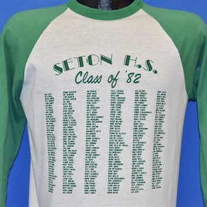 80s Seton High School Class of &#39;82 Graduation Raglan Jersey 3/4 Sleeve t-shirt Medium