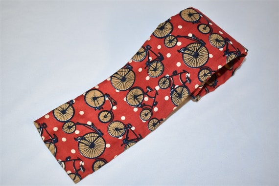 60s Bicycle Motif Red White Polka Dots Square Bot… - image 1