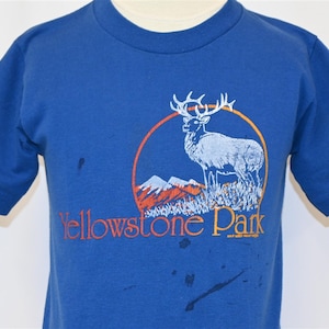 80s Yellowstone National Park Wyoming Mountain Elk Distressed Souvenir t-shirt Youth Small