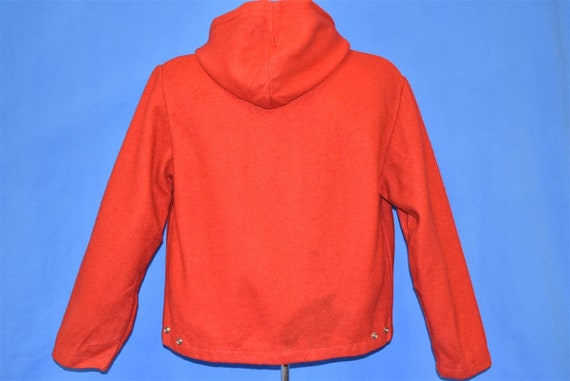 50s Igloo Red Wool Hooded Winter Zipper Front Jac… - image 4