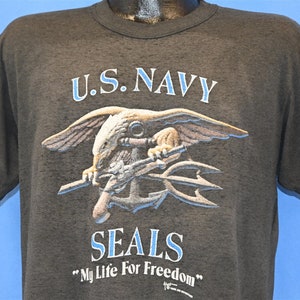 80s United States Navy Seals My Life For Freedom Budweiser Insignia Distressed t-shirt Large