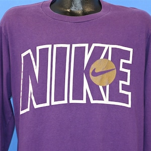 Maglietta sportiva viola da basket con logo Nike Swoosh degli anni &#39;90, taglia grande