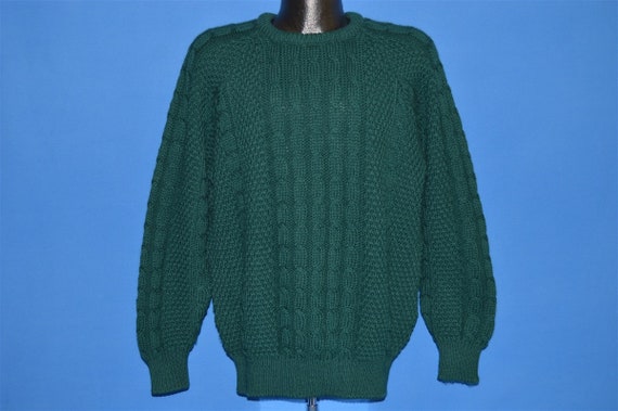80s Carraig Donn Green Aran Sweater Large - Etsy