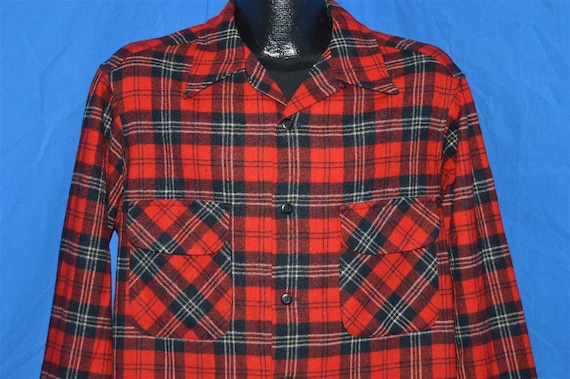 70s Pendleton Checkered Button Down Wool Shirt Large - Etsy