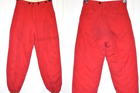60s Hunting Red Quilt Lined Pants Size 30 - image 1