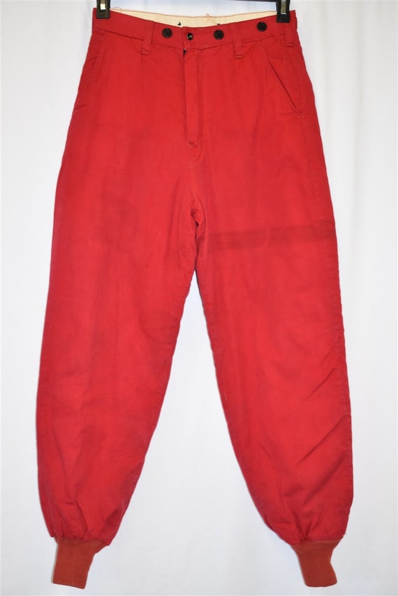 60s Hunting Red Quilt Lined Pants Size 30 - image 2