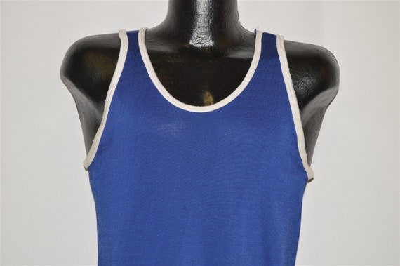 60s Blank Tank Top Basketball Jersey Mason Blue Wh