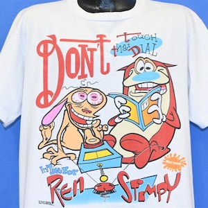 90s Ren & Stimpy Show Nickelodeon Nicktoons Don&#39;t Touch That Dial Cartoon t-shirt Extra Large