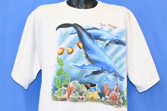 90s San Diego Aquarium Underwater Marine Life Whale Fish Wraparound T-shirt  XXL -  Canada